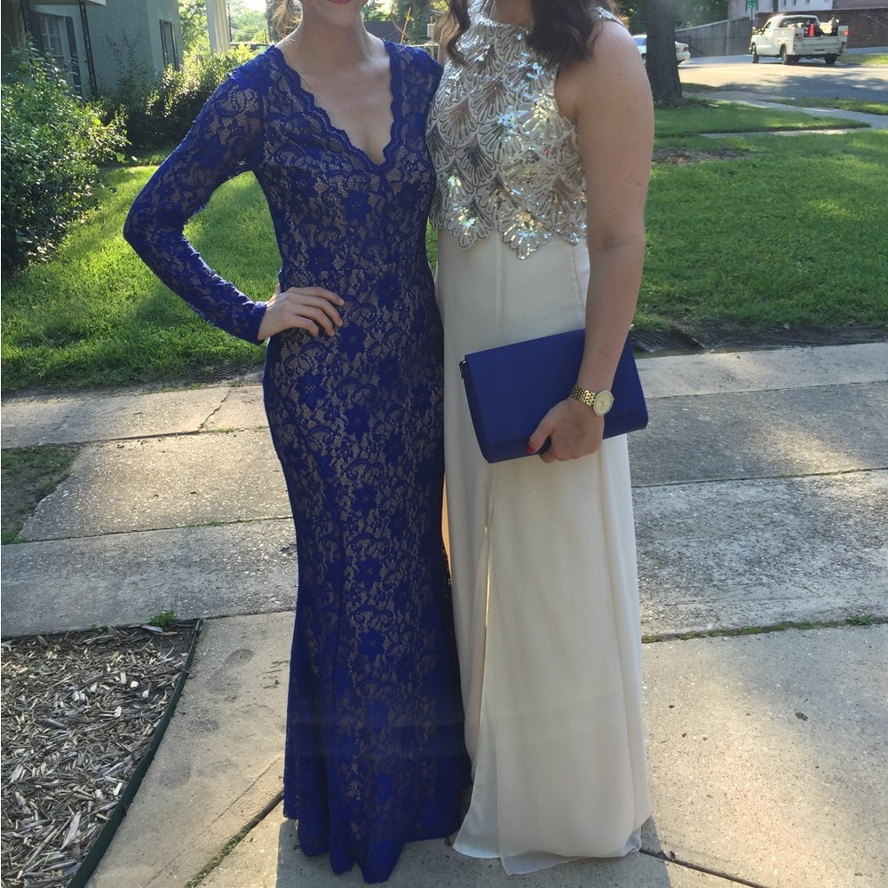 Glamazon blue lace formal dress